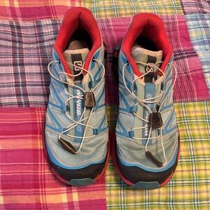 Salomon Vibrant Blue and Red Running Shoes